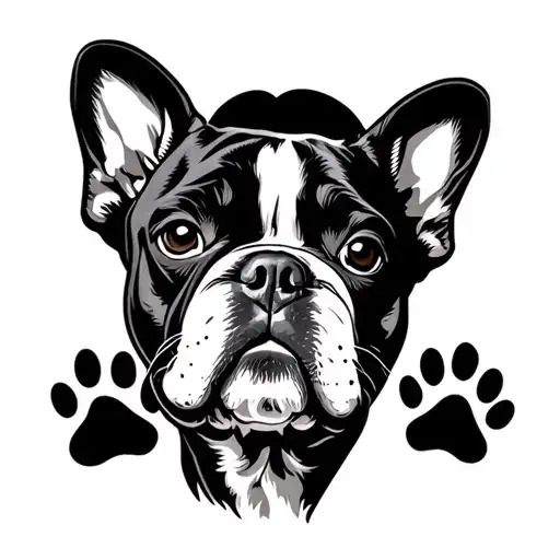 rotwheelier American bulldog Chinese crested and French bulldog paw prints tattoo design idea