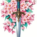 dagger and cherry blossoms tattoo design idea