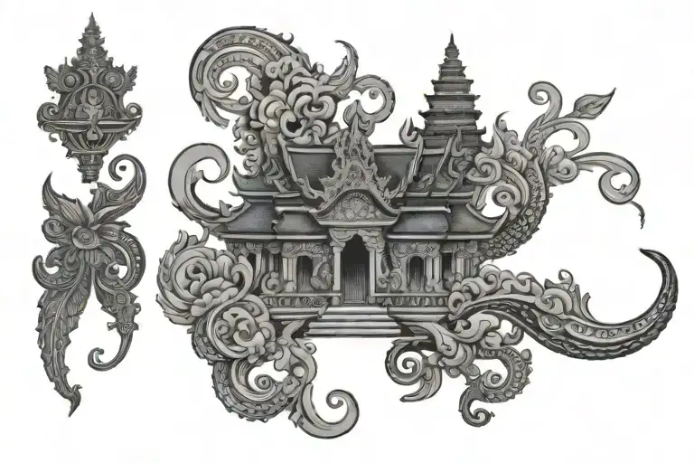 Cambodian elements symbolizing tattoo design idea