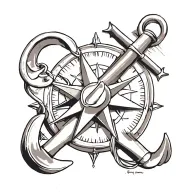 Anchor, Swallow, Nautical Star, Compass Rose, Crossed Cannons, emerald Shellback tattoo design idea