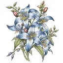 columbines, bluebells, indian paintbrush intertwined tattoo design idea
