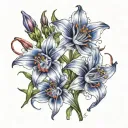 columbines, bluebells, indian paintbrush intertwined tattoo design idea