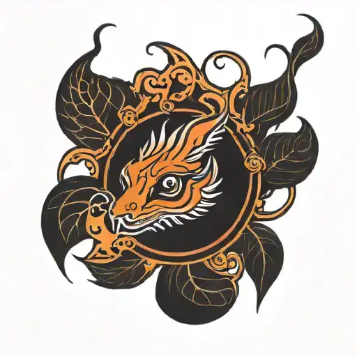 Tattoo of a small ember in black circle tattoo design idea