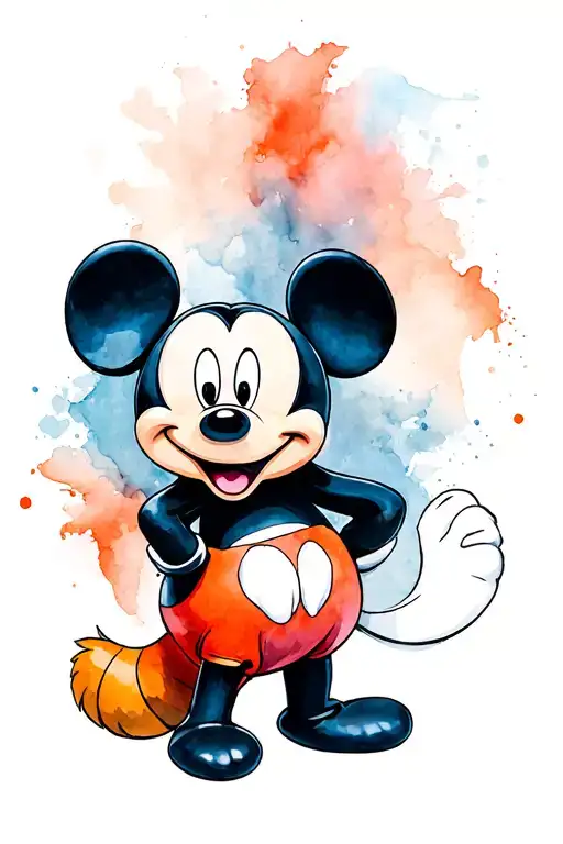 Mickey Mouse with Red Panda bear tattoo design idea