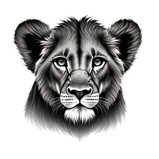 3 lion cub heads looking tattoo design idea