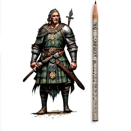 scottish scenery tattoo with a warrior style feel tattoo design idea