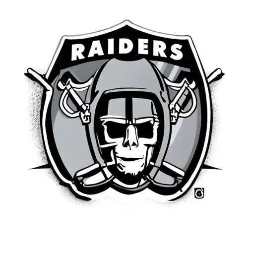 Las Vegas raiders logo combined with raiders helmet tattoo design idea