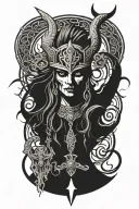 viking witch evil tattoo design idea