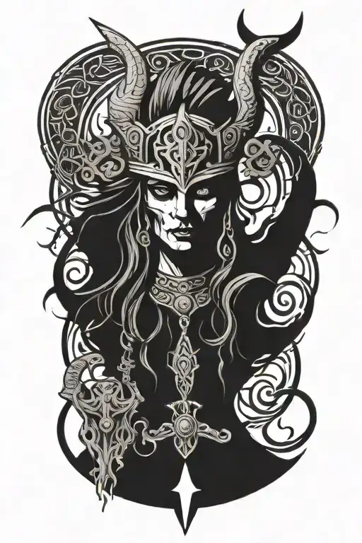viking witch evil tattoo design idea