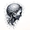 neural network and puzzle pieces tattoo design idea