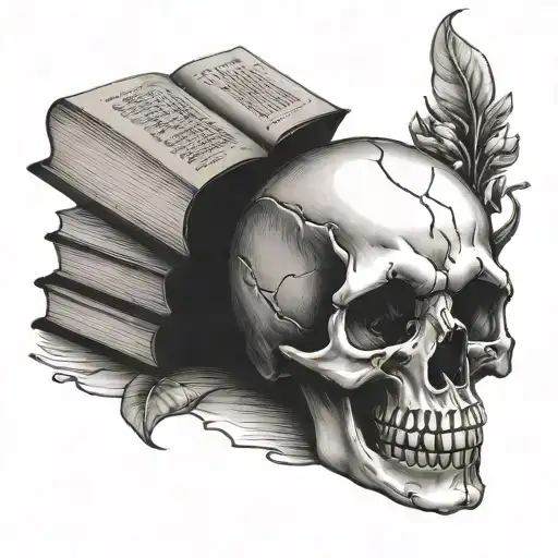 skull and book and chile tattoo design idea