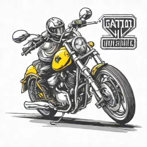 yellow motorcycle going down the road horizontal line tattoo design idea