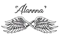 "Alanna" infinity symbol angel wingß tattoo design idea