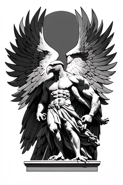 prometheus statue with caucasion eagle tattoo design idea