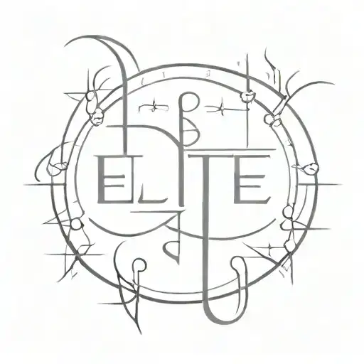 the word elite in an astral font tattoo design idea