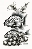 dori fish potato and grapes tattoo design idea