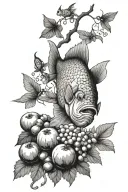 dori fish potato and grapes tattoo design idea