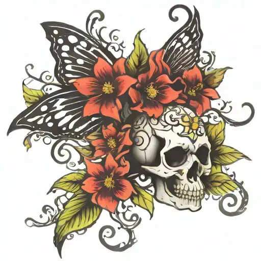 medusa taurus star flower skull butterfly tattoo design idea