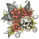 medusa taurus star flower skull butterfly tattoo design idea