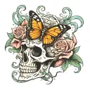medusa taurus star flower skull butterfly tattoo design idea