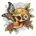medusa taurus star flower skull butterfly tattoo design idea