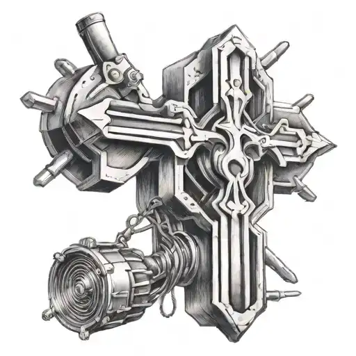 cross for a sound engineer  tattoo design idea