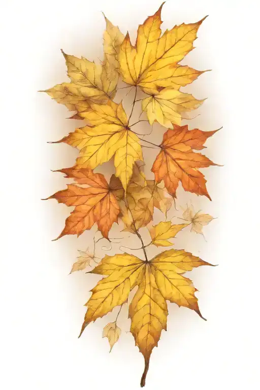 autumn leaves falling in the wind tattoo design idea