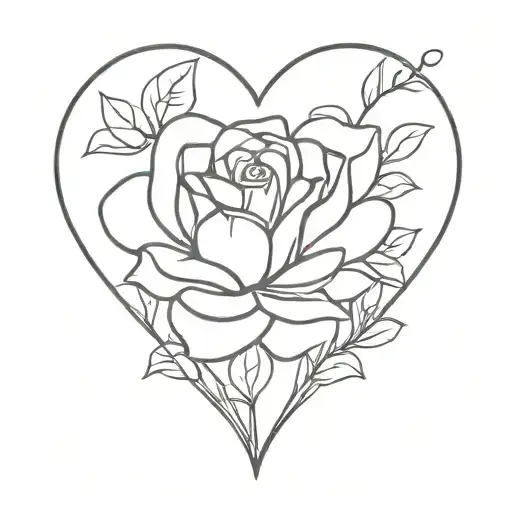 flower + heart tattoo design idea