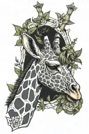 psychedelic giraffe by the woods tattoo design idea