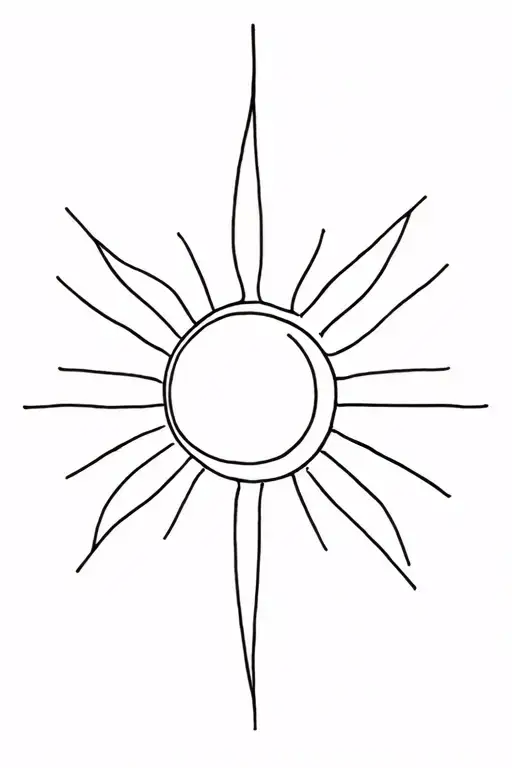 Simple Sun Tattoo around belly button minimal shading tattoo design idea