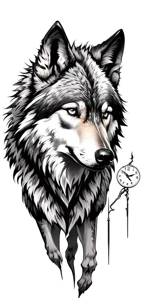 wolf, time running, warrior  tattoo design idea