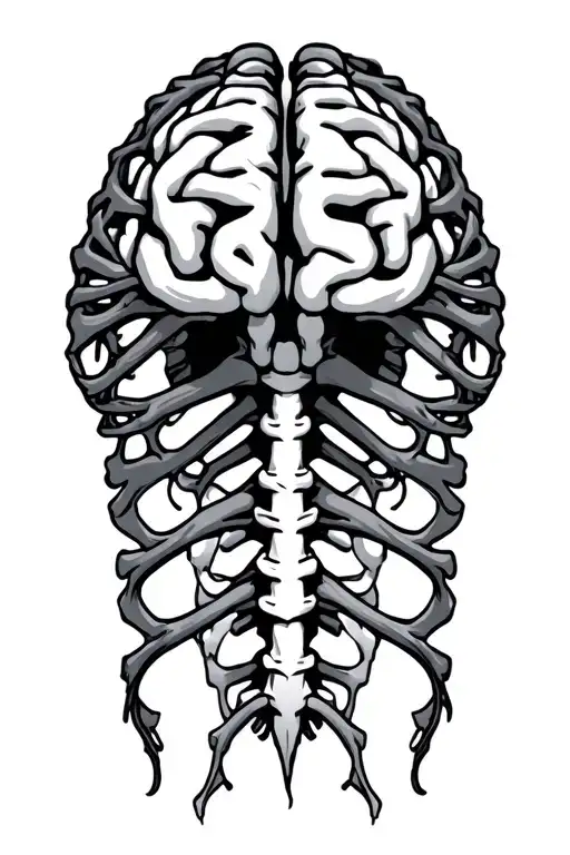 Brain nervous system spine tattoo design idea