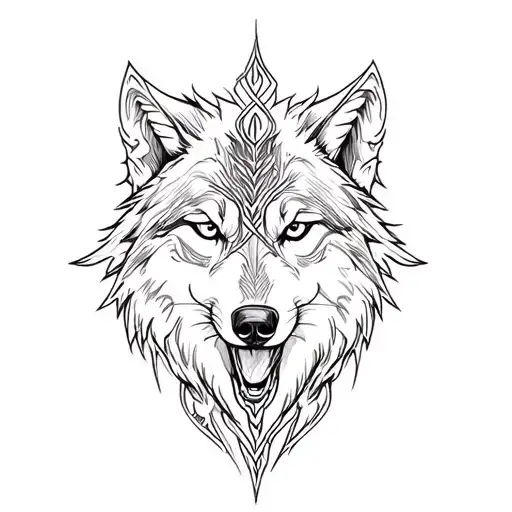 wolf cross tattoo design idea
