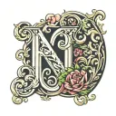 R N letter tattoo design idea