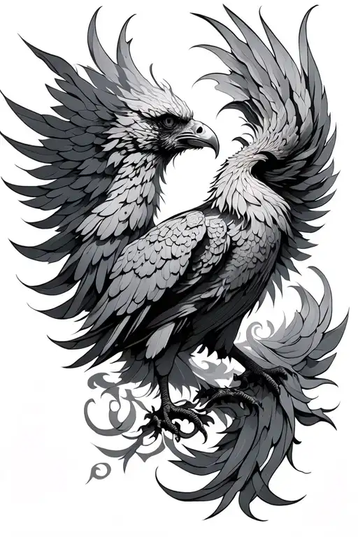 Renaissance phoenix tattoo design idea
