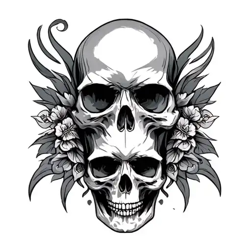 "Imre Luca & Isak" skull tribal tattoo design idea