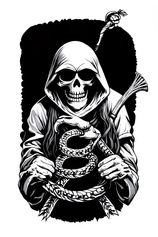 day of the dead grimreaper wearing american dont tread on me tattoo design idea