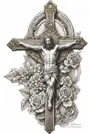 roman catholic crucifix of Jesus Christ tattoo design idea