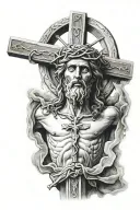 roman catholic crucifix of Jesus Christ tattoo design idea