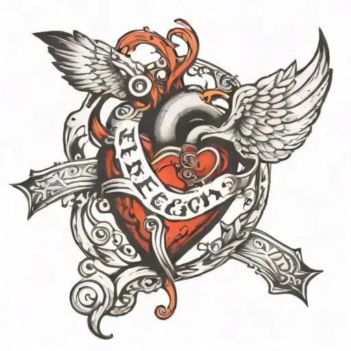 a heart that loops into the name Keegan with a heart that loops from it at the end tattoo design idea