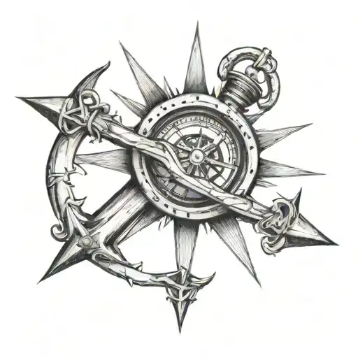 Anchor Compass tattoo design idea
