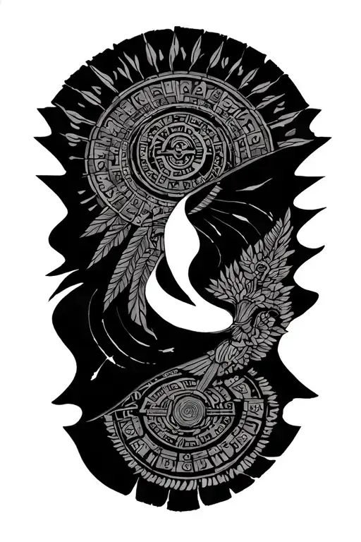 Aztec calendar may and august birth tattoo design idea