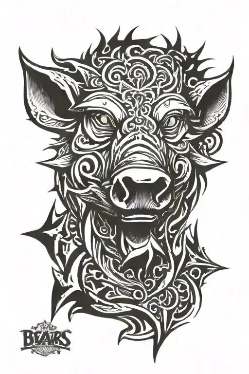 boar's head tattoo design idea