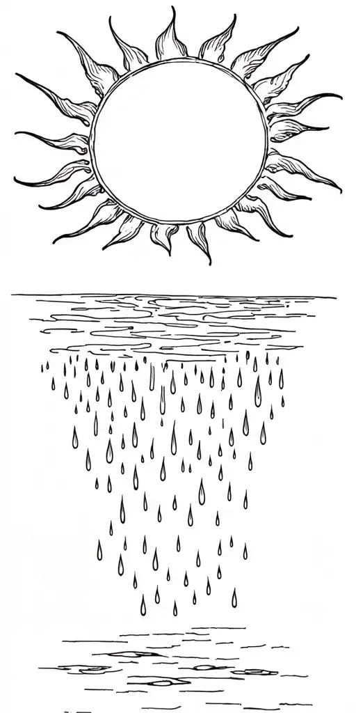 sun with rain falling off of the bottom tattoo design idea