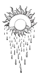 sun with rain falling off of the bottom tattoo design idea