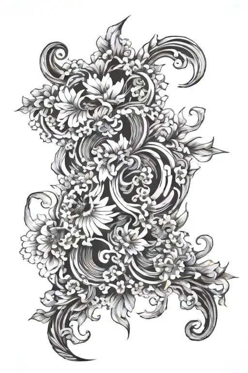 suminagashi back ground tattoo design idea