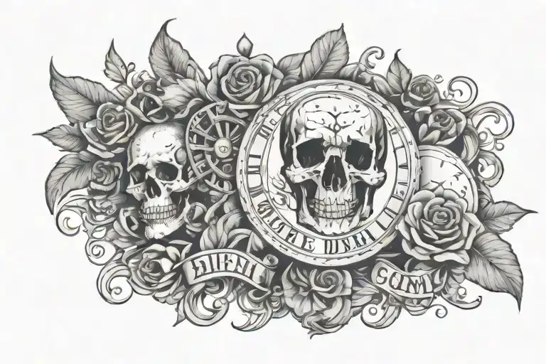 the inscriptions memento mori and carpe diem hour tattoo design idea