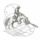 canary shooting a horse with a gun  tattoo design idea