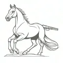 canary shooting a horse with a gun  tattoo design idea