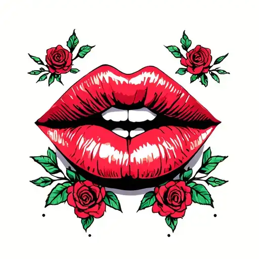 Lips Kissing tattoo design idea
